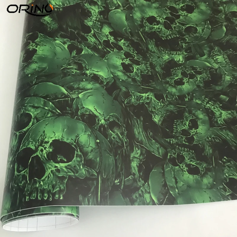 Green Skull Sticker Bomb Vinyl Wrap-1