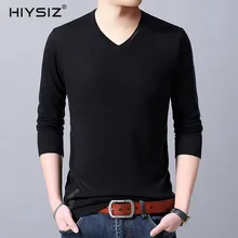 HIYSIZ свитер мужские модные топы Брендовые повседневные осенне-зимняя уличная мода v-образный вырез длинный рукав Однотонный пуловер вязаный SW069