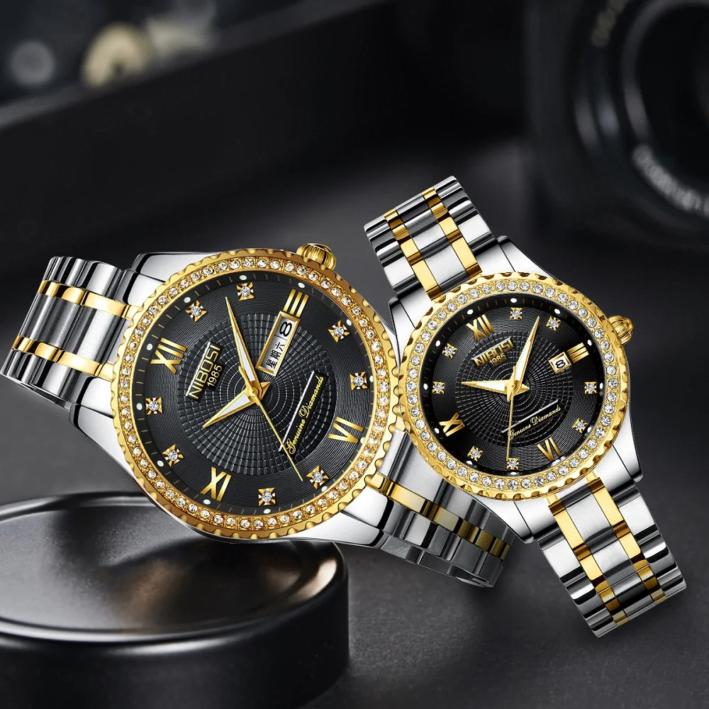 NIBOSI Fashion Luxury Brand Lovers Watches Men Women Casual Quartz Watch Women's Dress Couple Watch Clock Relogios Femininos 