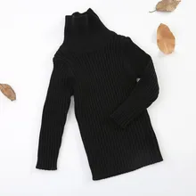 Осенне-зимние свитера для девочек; классические вязаные свитера с высоким воротником для девочек; очень теплые Универсальные свитера для маленьких девочек