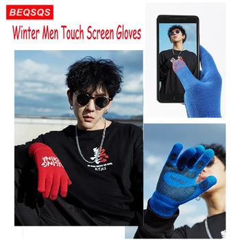 

BEQSQS Winter Warm Touch Screen Man Gloves Anti-slip Fashion Windproof Riding Running Sports Motorcycle Gloves Winter Gloves