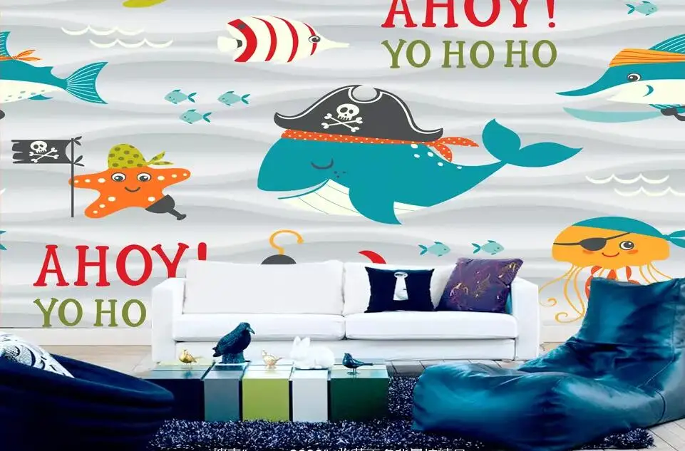 CJSIR пользовательские обои 3D аквариум мультфильм HD Детская комната фон стены