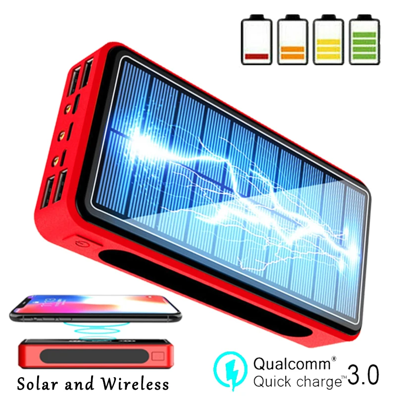 power bank 10000mah Solar Wireless Power Bank Phone Charger Portable Outdoor Travel Emergency Charger 100000mAh Powerbank for Xiaomi Samsung IPhone best portable power bank