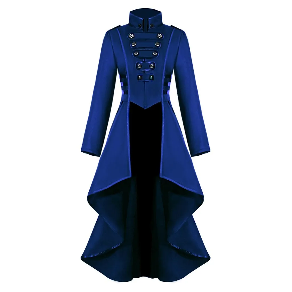 Women Gothic Steampunk Coat Button Lace Corset Halloween Costume Coat Tailcoat Jacket vintage irregular long Coat Overcoat jacke - Цвет: Фиолетовый