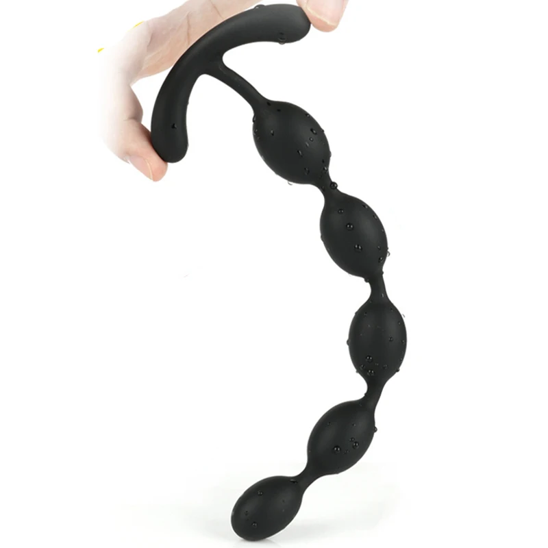 Black Anal Beads Long Butt Plug Adult Sex Toys for Men Women Prostate Massager Anus Dilator with 5 Balls SM Game | Красота и здоровье