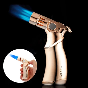 

Outdoor Butane Jet Lighter Cigar Pipe Torch Turbo Lighter 4 Nozzles Free Fix Fire Windproof Spray Gun Metal Gas Lighter（no gas）