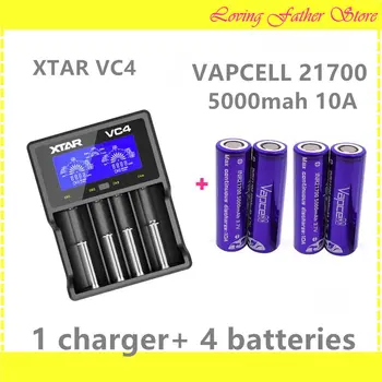 

4 pcs VAPCELL 21700 5000mah 10A rechargeable batteries and 1 pcs XTAR VC4 lithium 4 slots rechargeable battery charger