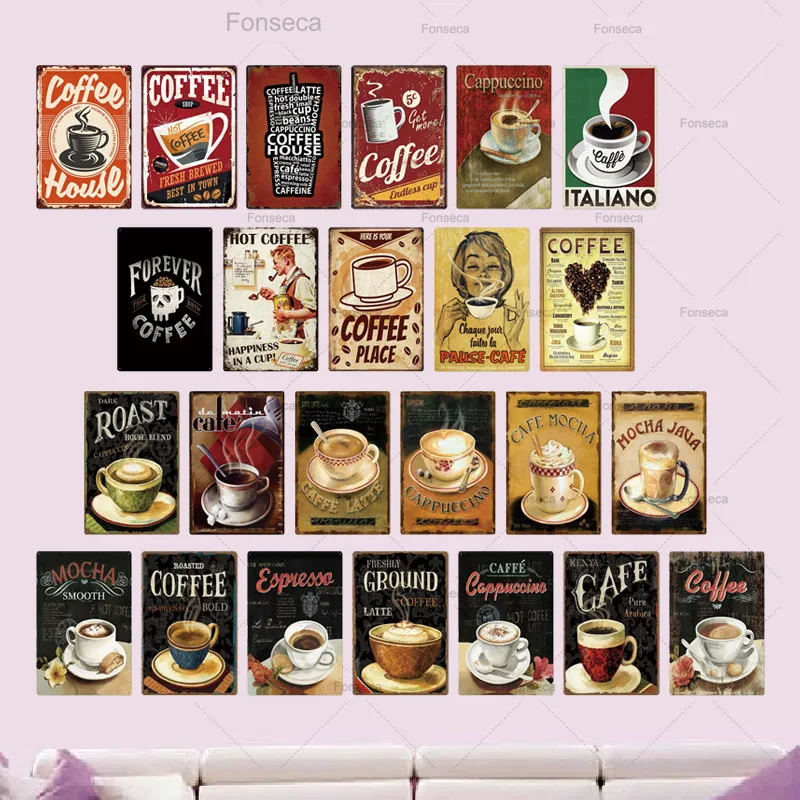 

Coffee Tin Sign Vintage Metal Sign Plaque Metal Vintage Wall Decor For Kitchen Coffee Bar Cafe Retro Metal Posters Iron Painting