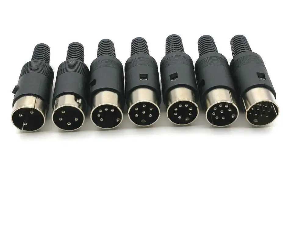 2pcs DIN male Plug 3PIN 4PIN 5PIN 6PIN 7PIN 8PIN 13PIN Male Audio AV Connector ADAPTER