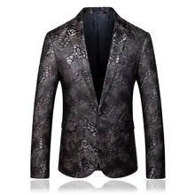 Блейзеры Премиум Новая мужская футболка с принтом повседневный комплект с блейзером для мужчин для банкета с бумбоном на приталенный, с одной пуговицей блейзер