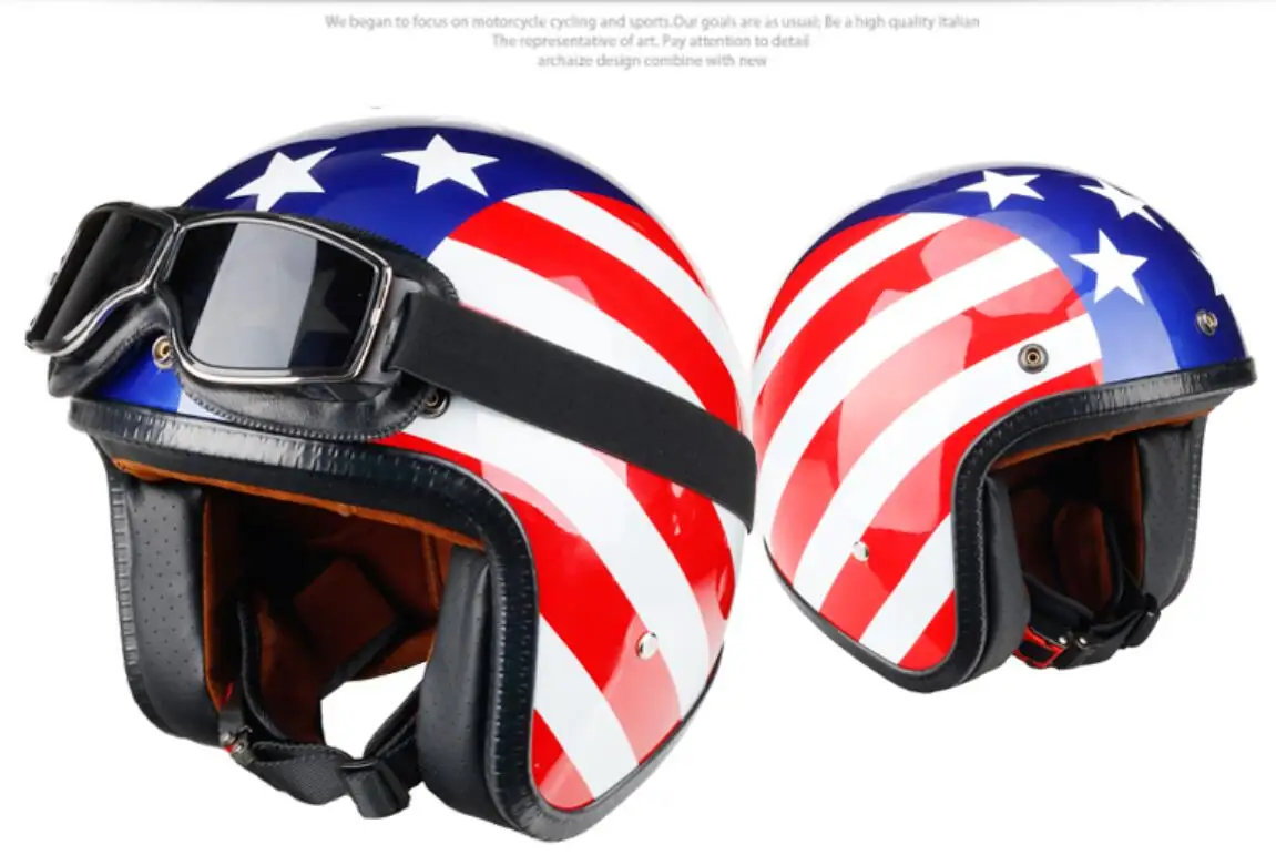 Новая защитная шляпа casco moto Винтаж 3/4 открытый шлем rcycle