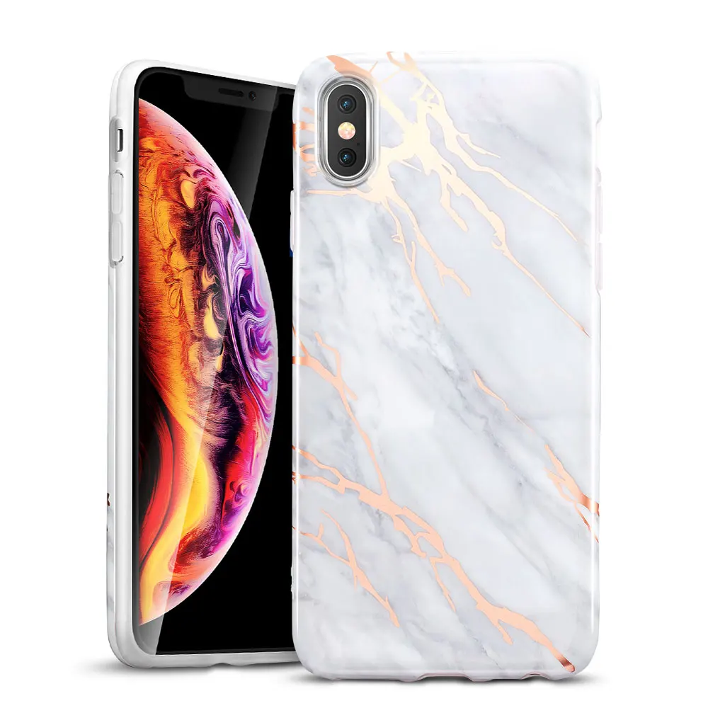 ESR чехол для iPhone X XS XR XS Max чехол тонкий мягкий, гибкий, из ТПУ чехол с мраморным рисунком для iPhone XS XR XS Max аксессуары для телефонов - Цвет: Gray Gald