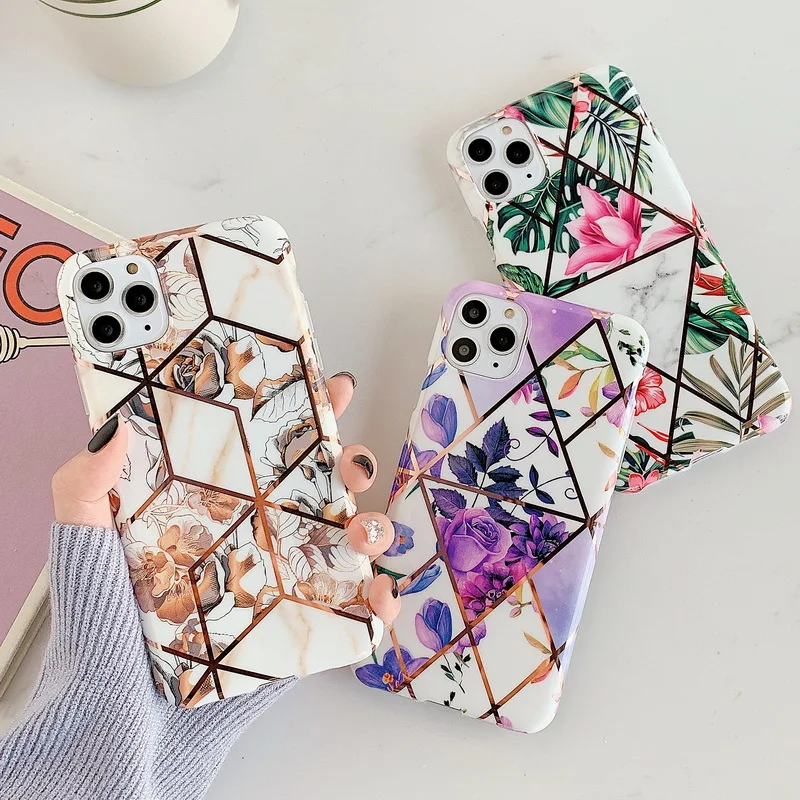 

Silicone Vintage Flower Plating Phone Cases For iphone 11 Pro XS Max XR 7 X 6 6S 8 Plus Case Cover Soft TPU Back Shell Funda