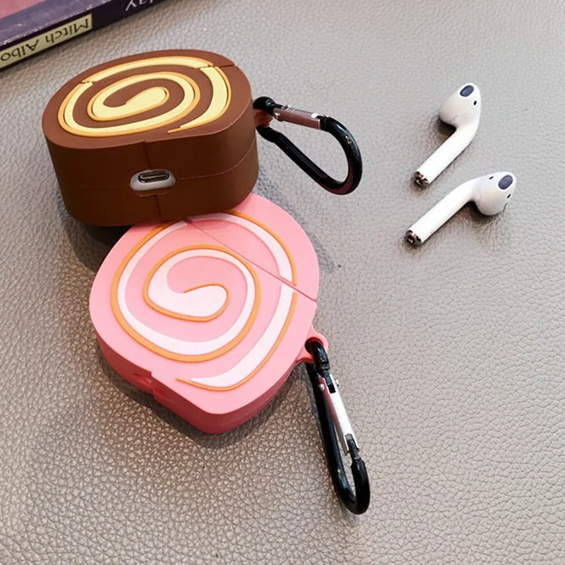 Для AirPod 1 2 Чехол 3D Яйцо ролл хлеб торт мультфильм мягкий силиконовый беспроводной чехол для наушников s для Airpods чехол милый чехол Funda