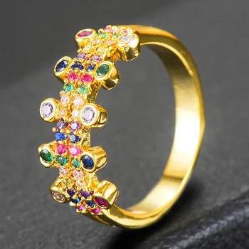 

SISCATHY Wedding Cubic Zircon Engagement Dubai Punk Bridal Charm Finger Rings 2020 Trendy Multicolor CZ Gold Ring For Women
