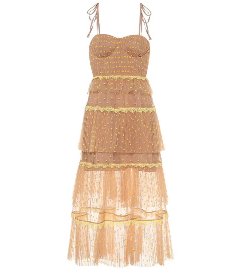 2020 New arrive yellow dot women dress | Женская одежда