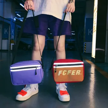 

Bf style street style girls crossbody bag cool boy disco bag men and women ulzzang reflective strip shoulder messenger bag