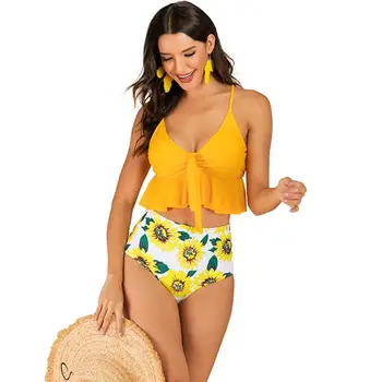 

Sexy Bikinis 2020 New Ruffle Bikini Set High Waist Swimwear Women Swimsuit V-Neck Bathing Suit Beach Wear Swim