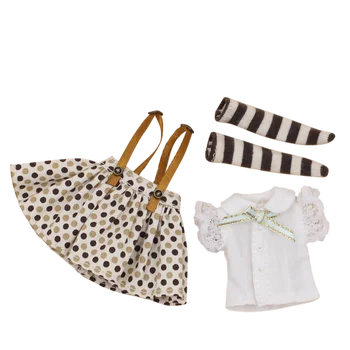 DBS Blyth middie doll Polka dot skirt white shirt brown stocking girl toy gift suit 1