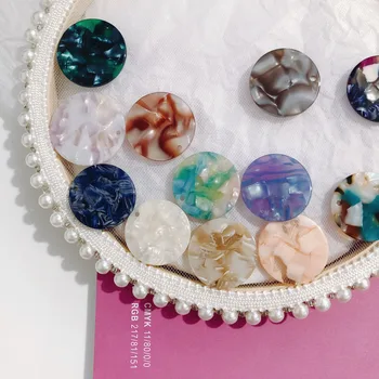

Autumn and winter retro country style color blooming geometric round acrylic pendant material diy earrings accessories 6pcs