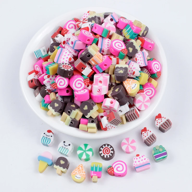 50/100Pcs Fruit/Candy/Ice Cream Random Mixed Color Beads Polymer Clay Beads Polymer Clay Spacer Beads For DIY Jewelry Accesories 3 H16d8b9350ec740aa8447601005aa5d05m