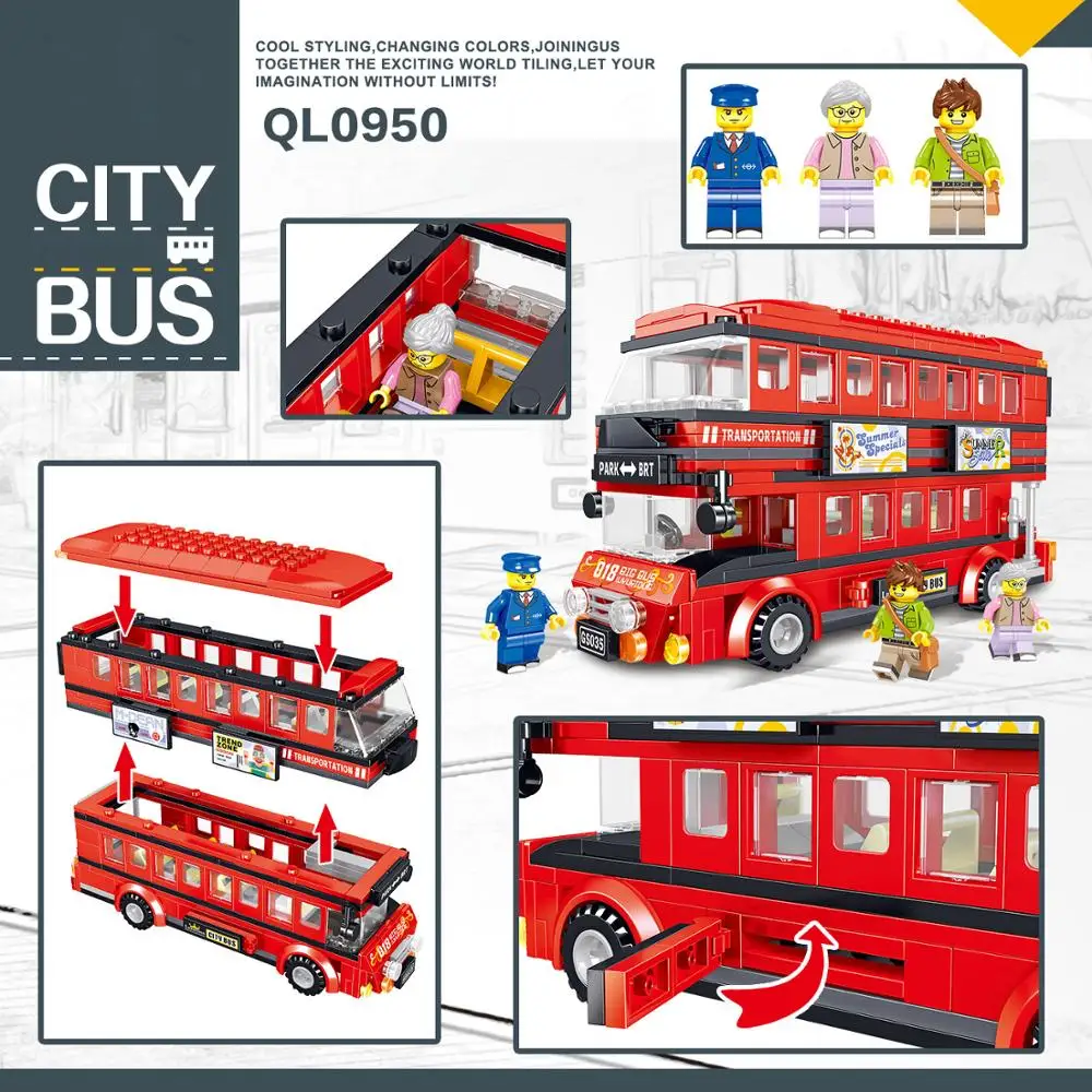 

Double-decker Shuttle Bus Building Blocks Bus Children's Intelligence Small Particle Assembly Toys Birthday Party Gifts for Kids