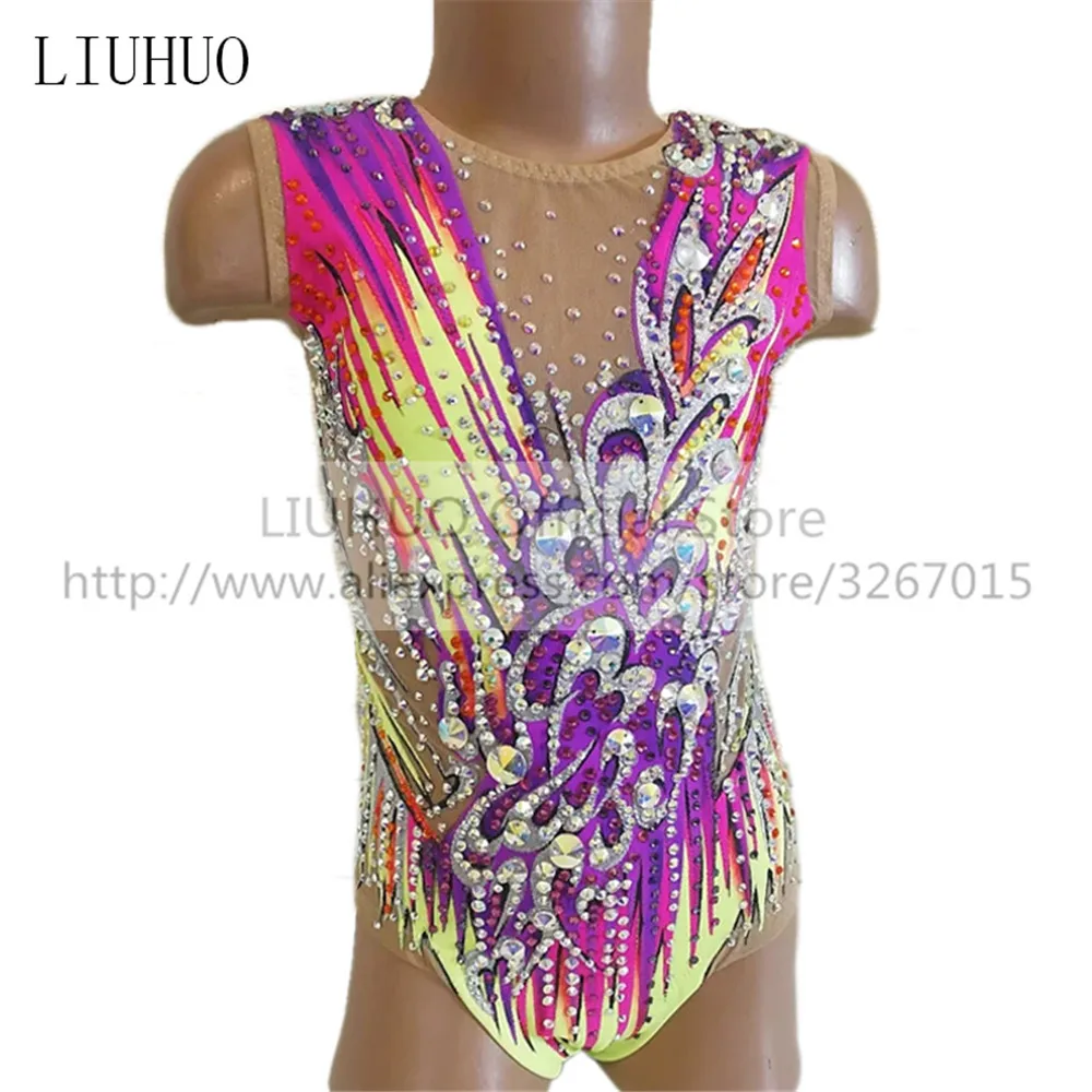 

LIUHUO Women's Girls' Adult Sleeveless Performance Rhythmic Gymnastics Competition Leotard Ice Figure Skating Dress Dance Kids