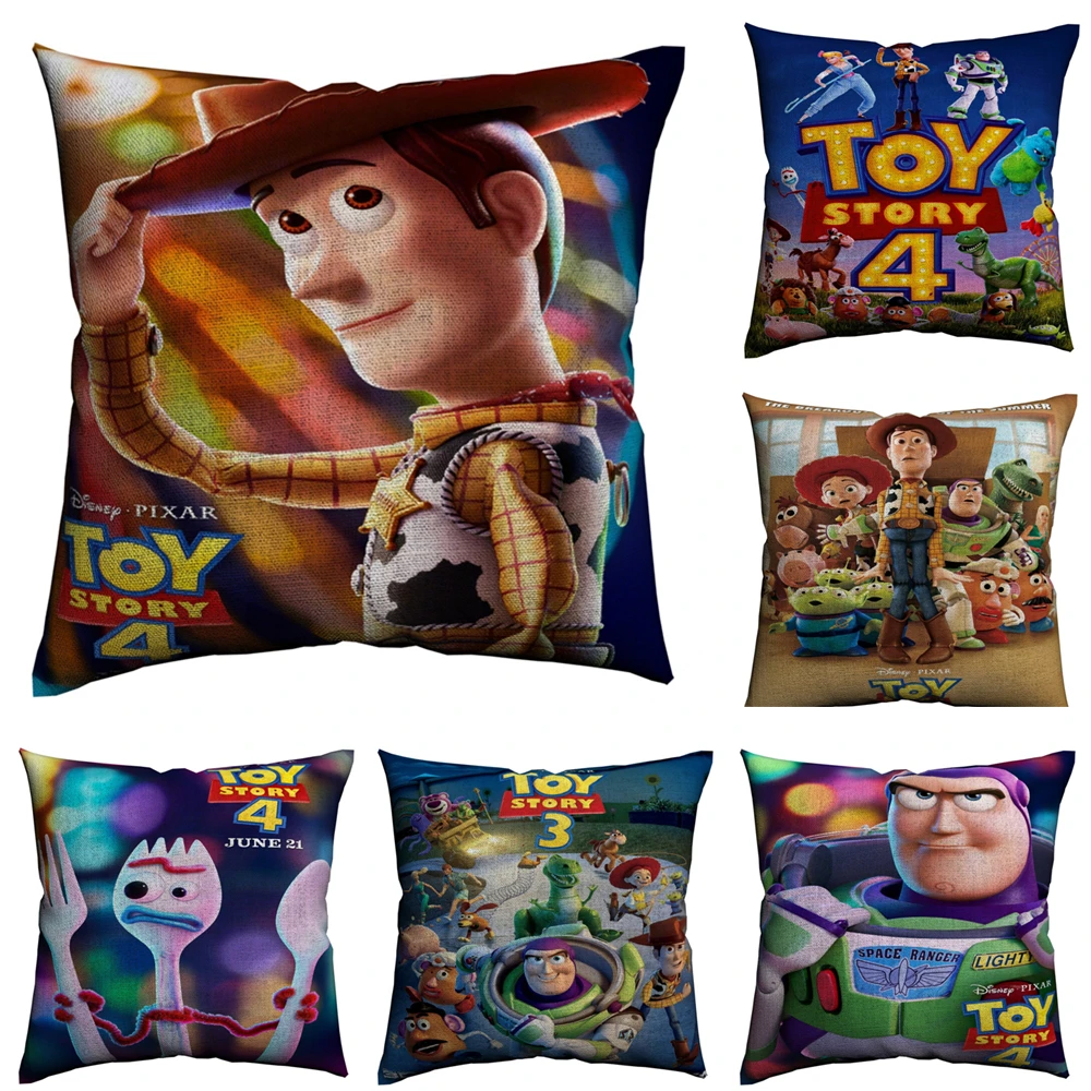 

Toy Story Film Decorative Pillows Case Throw Pillows Cotton Linen 45x45cm For Sofa Nordic Pillow Covers Decoration Funda Cojin