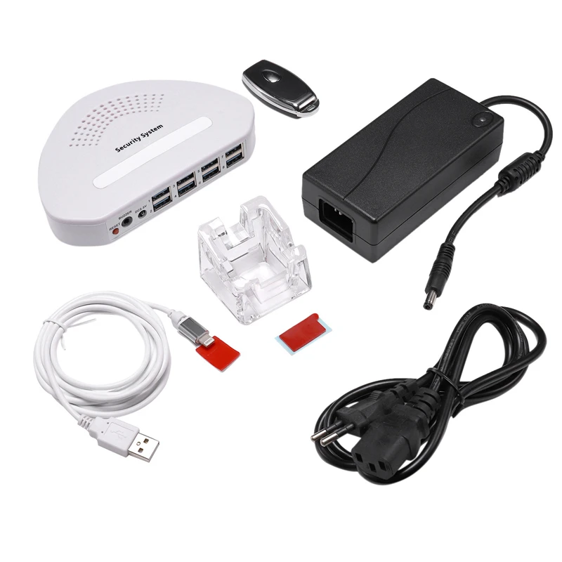 

8 Ports Mobile Phone Tablet PC Anti Theft Burglar Device Phone Alarm Charging Security Display Stand Mobile Phone(EU Plug)