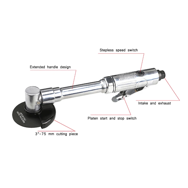 

WX-813 Air Pneumatic Cutter Machine 18000RPM 3"-75mm Pneumatic Cutting Machine Tool With Extra Long Handle