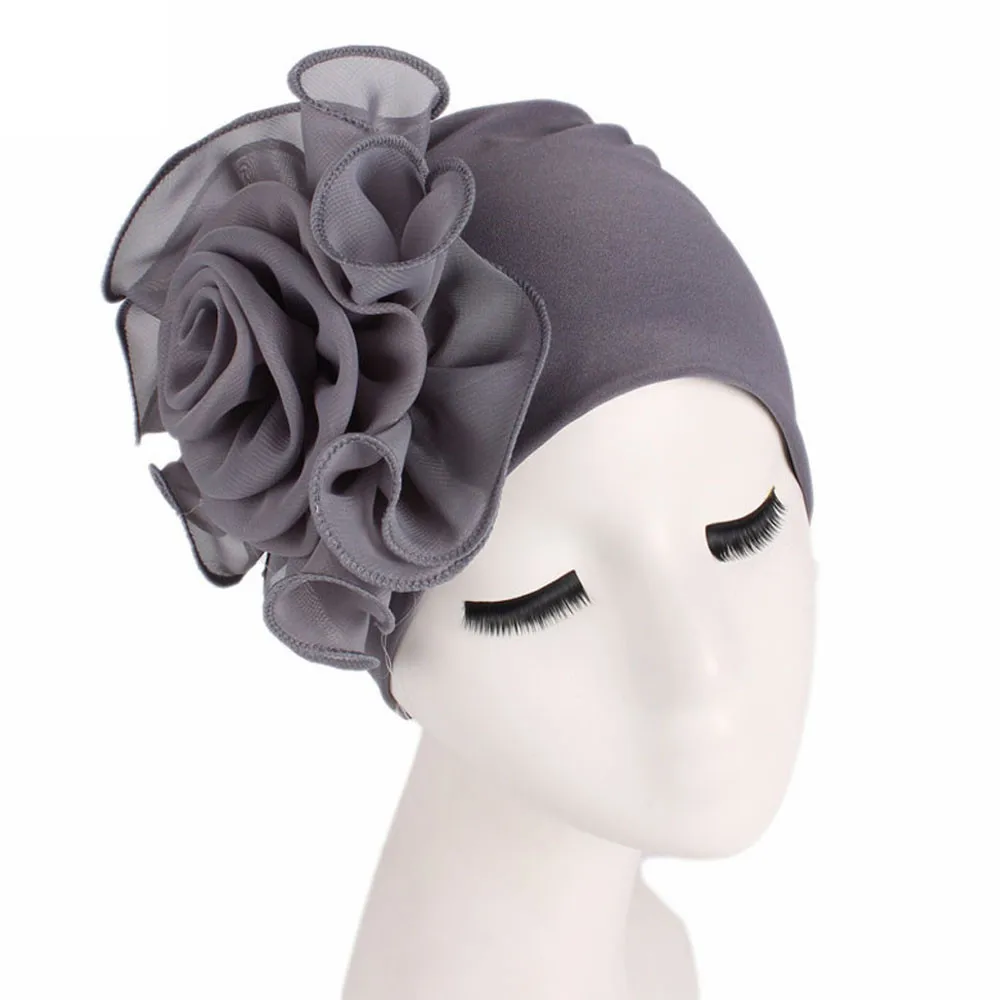 Женский головной платок с большим цветком шапочка для химиотерапии в западном стиле, с оборками, с раком, химиотерапия шляпа, шапочка, шарф, тюрбан, обертывание, хеджирующая Кепка# T1P