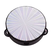 4 дюймов деревянный лучистый бубен колокольчик ручной барабан с одним рядом джинглов Светоотражающие барабанные головки игрушки для танцев пение Вечерние