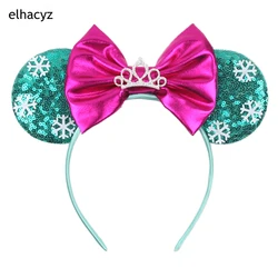 1PC 2021 New Cute Glitter Bow Mouse Ears Headband Princess Crown Girls Sequins Bow Hairband Kids Headwear DIY Hair Accessories
