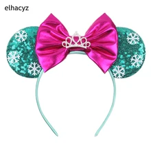 

1PC 2022 New Cute Glitter Bow Mouse Ears Headband Princess Crown Girls Sequins Bow Hairband Kids Headwear DIY Hair Accessories