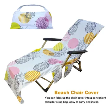

For Sun Lounger Vacation Dustproof Washable With Pockets Hotel Patio Pool No Sliding Superfine Fiber Outdoor Beach Chair Cover