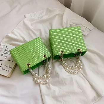 

Brand Original Design Fashion Bag Textured Handbag 2020 New Fashion Pearl Shoulder Messenger Bag Casual Joker Square Bag