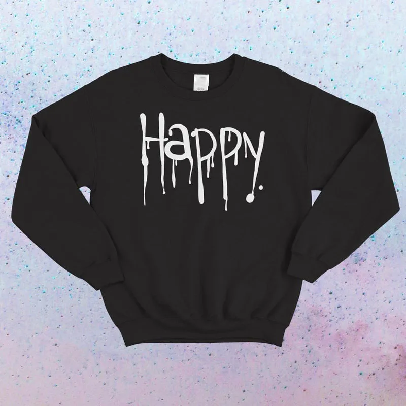 Толстовка ONSEME Goth Crewneck для женщин с надписью Happy Drippy Graffiti Creepy в готическом стиле, пастельные толстовки с капюшоном для женщин, большие размеры S-109