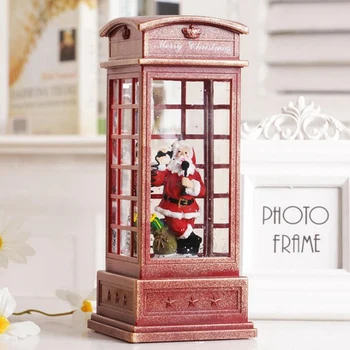 

Lighted Snow Globe Christmas Lantern - Musical Glittering Water Globe Lantern Decoration for Christmas Home Tabletop, Battery-Op