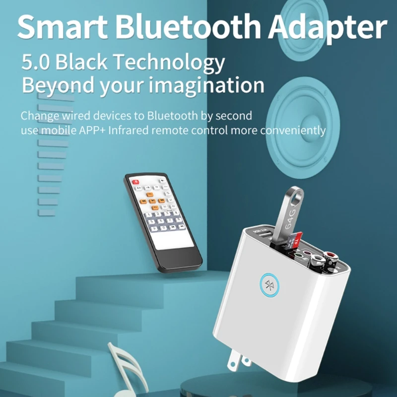 2 in 1 Bluetooth 5 0 Receiver Transmitter for Cell Phone TV PC Headphones TF Card AUX USB Charger Stereo Music Adapter