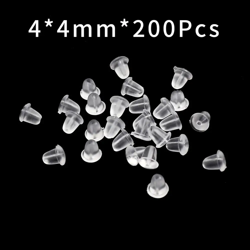 100 200 Clear Rubber Plastic Silicone Earring Back Safety Stoppers Findings