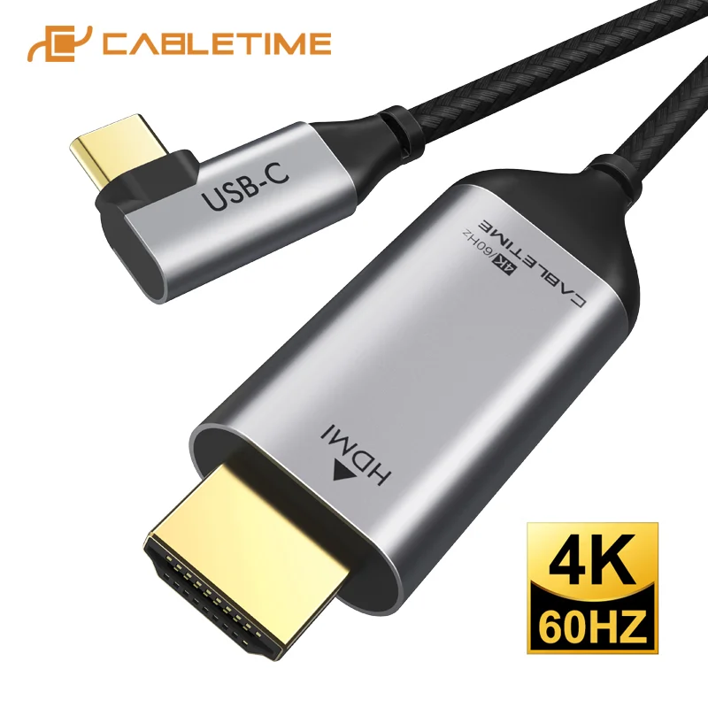Кабель-переходник CABLETIME с USB C на HDMI 4K 90 ° Type USB-C 60 Гц для Huawei Mate 40/30 P40/30 Pro Samsung Xiaomi C030 |