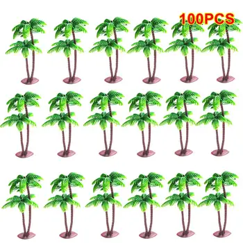 

100Pcs 13.5 x 10cm Plastic Simulates Plant Models Tree Decoration for Gardening Scene Sand Table Microlandschaft - Coconut Trees