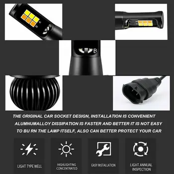 

160W Car Lights 2pcs High Power H8 H11 3030 LED Dual Color Replacement