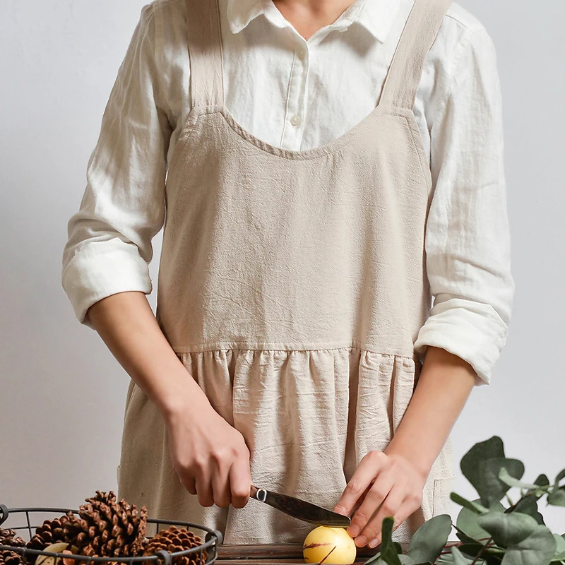 Korean version of the cotton art small fresh housework kitchen apron milk tea coffee shop work waist women