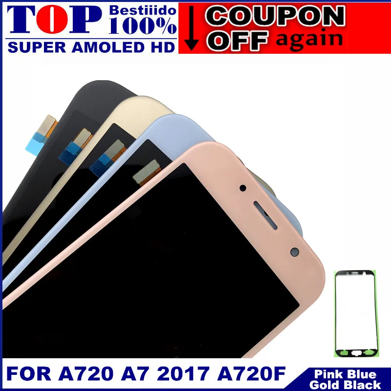 Протестированная Замена AMOLED lcd для Samsung Galaxy A7 2017 A720 A720F A720M s дисплей с кодирующий