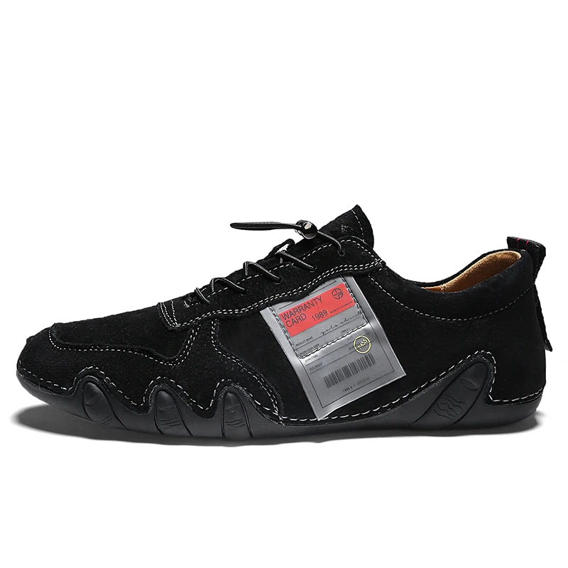 VRYHEID; брендовая Роскошная Повседневная обувь; мужские лоферы из натуральной кожи на плоской подошве со шнуровкой; мужские туфли-мокасины; мужские кроссовки - Цвет: Black