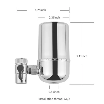 

New Faucet Water Filter with Ceramic Cartridge 360-Degree Rotatable Water Tap Filtration System Reduces Lead Fluoride Chlorine