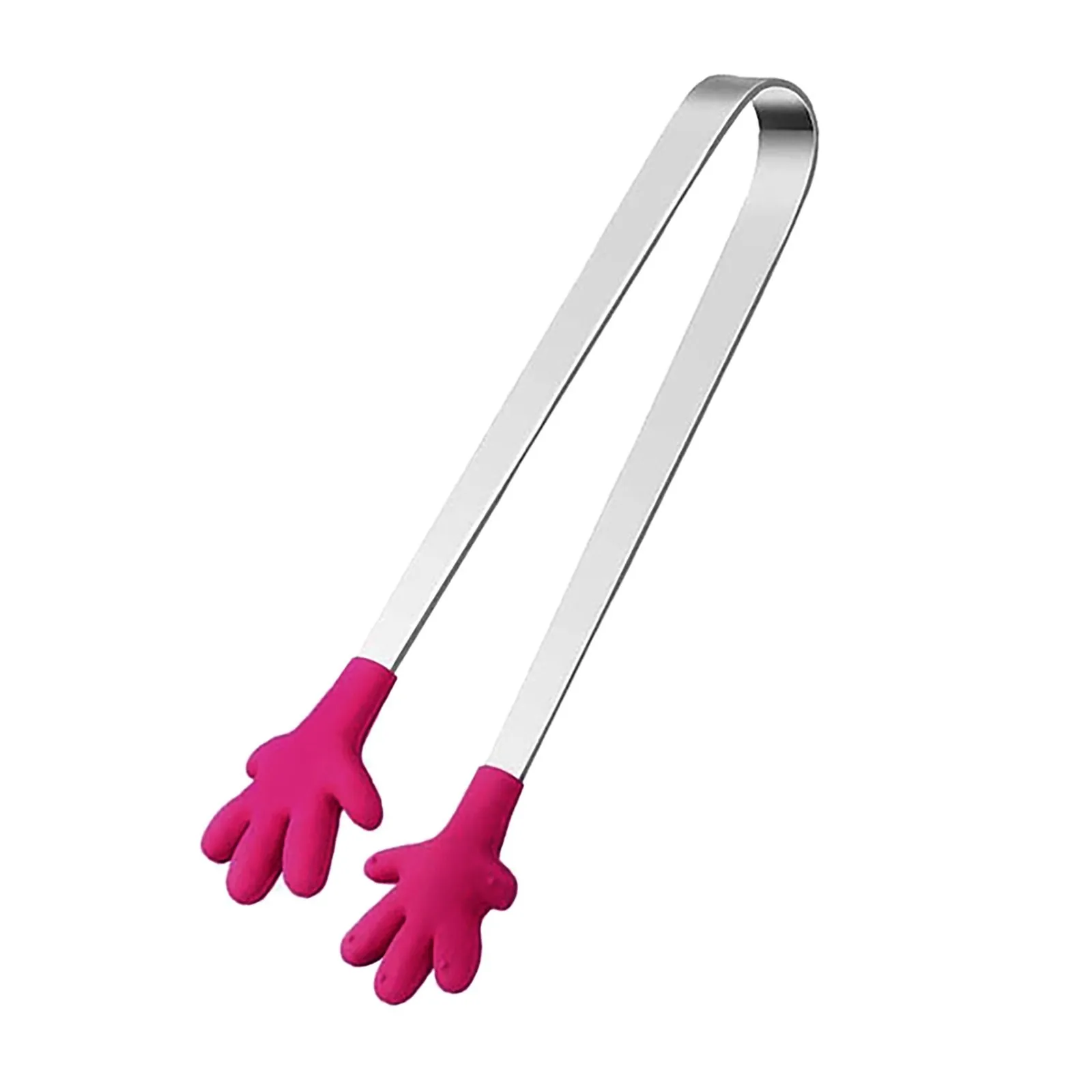 SJENERT 5 Inch Hand Shape Silicone Tongs Small Tiny Kitchen Tongs Stainless  Steel Food Tongs Mini Silicone Serving Tongs for Sugar Ice Salad Buffet 