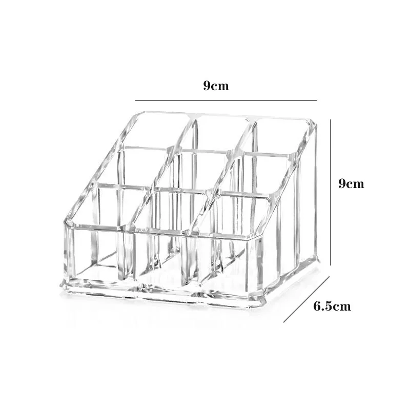 9/12 сетка прозрачная губная помада ящик для хранения акриловый сумочка для макияжа, косметичка стеллаж для хранения оформление рабочего стола Ванная комната для хранения