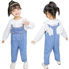 Джинсовые комбинезоны с крыльями для девочек; детские весенние женские комбинезоны; Детские повседневные джинсовые комбинезоны с ангелом